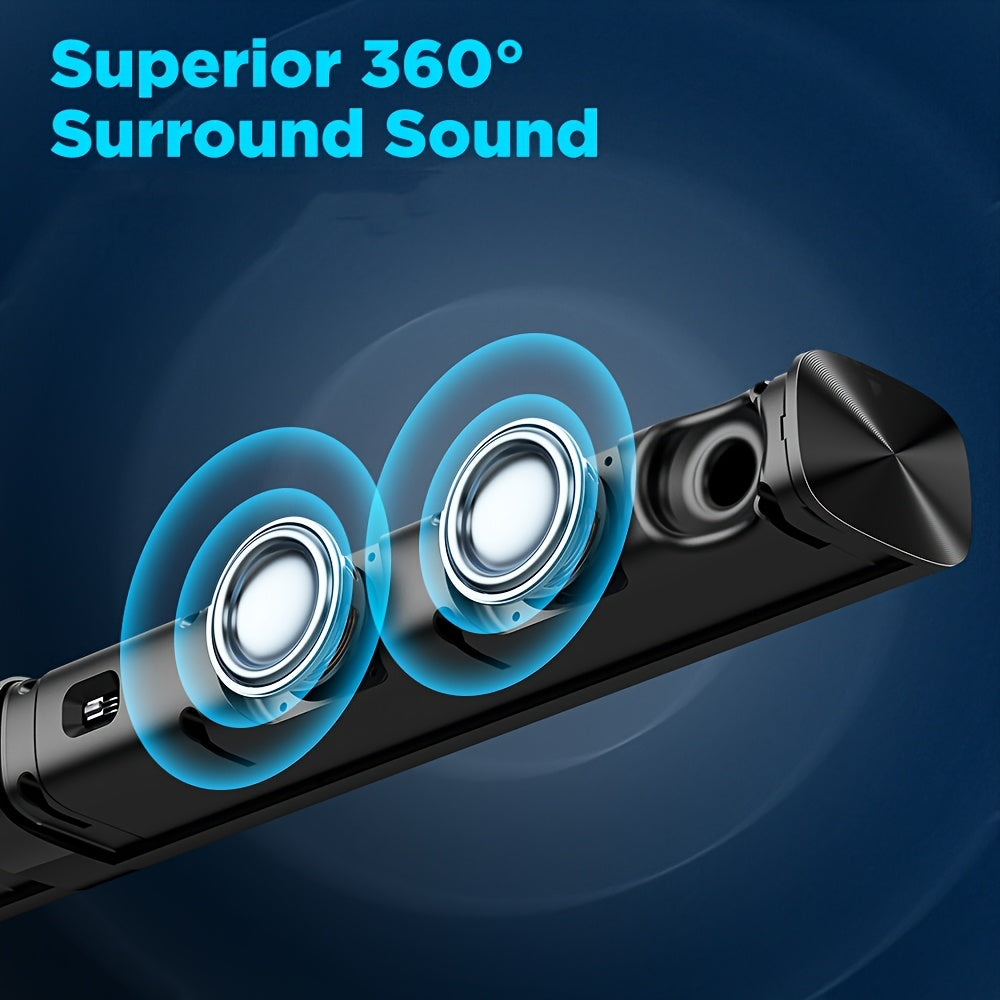 SoundBar For Smart TV, 2-in-1 Sound Bar Wireless Speaker, Deep Bass, TV Audio System With ARC/Opt/AUX For Enhanced Home Theater Sound