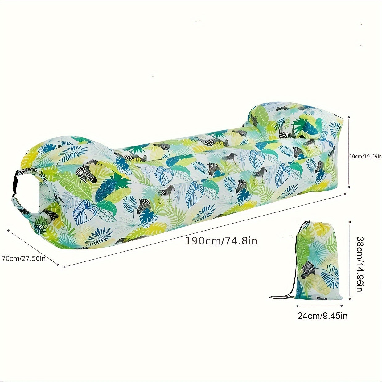 1pc Large Inflatable Sofa Chair - Heavy-Duty Oxford Fabric Portable Air Bed/Seat, Foldable Self-Inflating Couch for Adults &, No Needed, Ideal for Camping, Beach, Music Festivals, Backyard (Takes Air from Mouth, Chaise Pliant