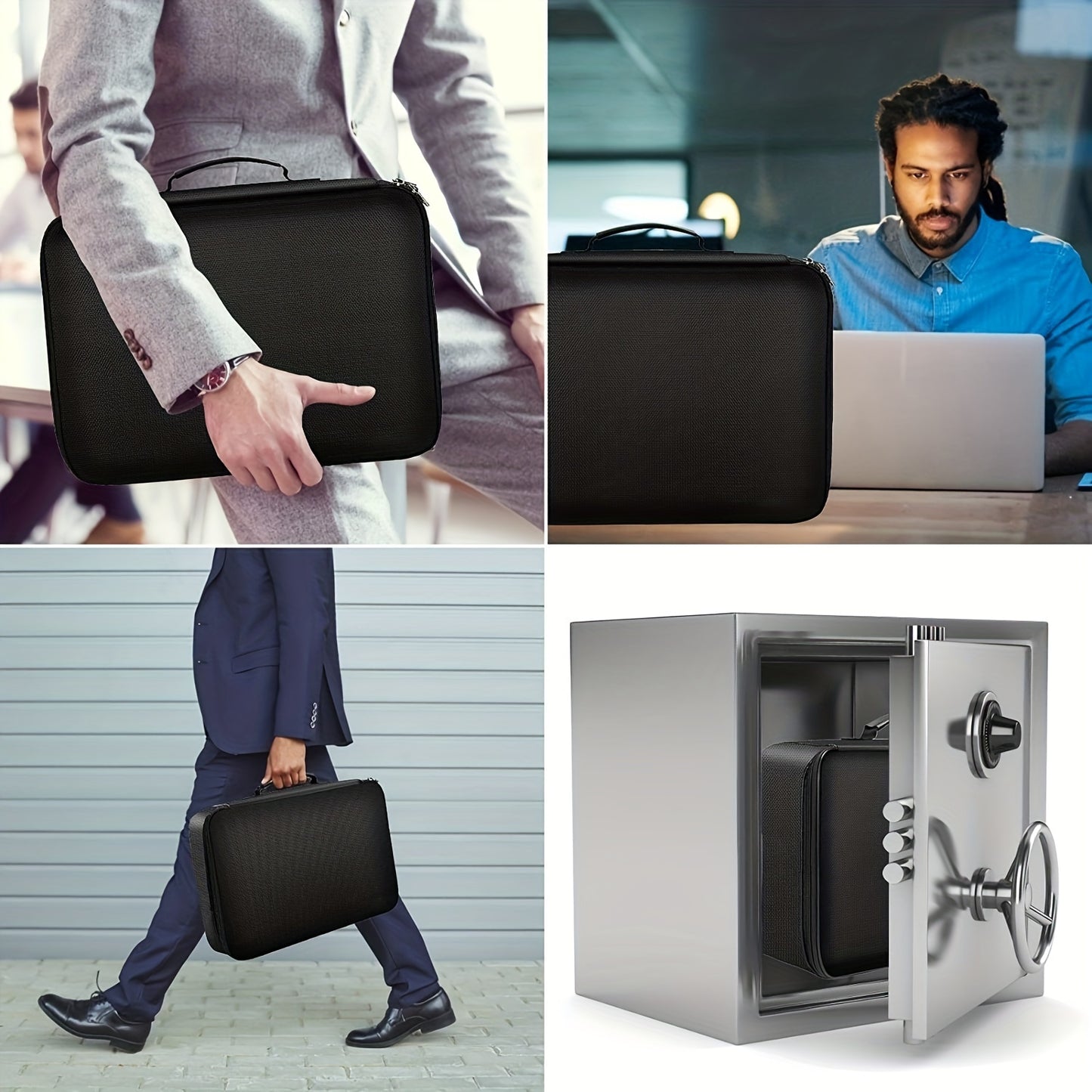 1pc Fireproof & Waterproof File Organizer with Combination Lock - 3-Layer Portable Document Storage Box for Laptop, Certificates, Travel & Home Use - Lightweight Black Office Supplies, File Storage Box, Personal Organizer, Po