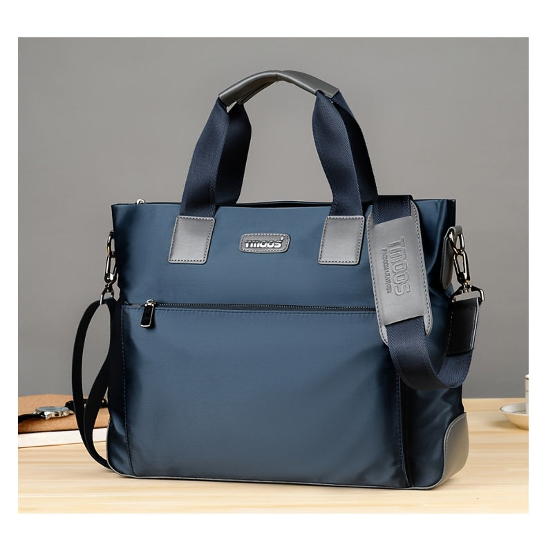 TMOOS Men'S Lightweight Oxford Business Casual Tote Bag - Large Capacity Multi-Compartment, Adjustable Shoulder Strap, Durable & Stylish for Work, Travel, and Everyday Use, Travel Tote Bag, Professional Appearance, Secure Zip