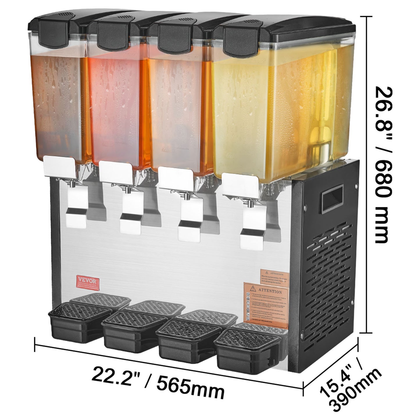 VEVOR Commercial Beverage Dispenser 10L x 4 Tanks Cold Juice Ice Drink Dispenser