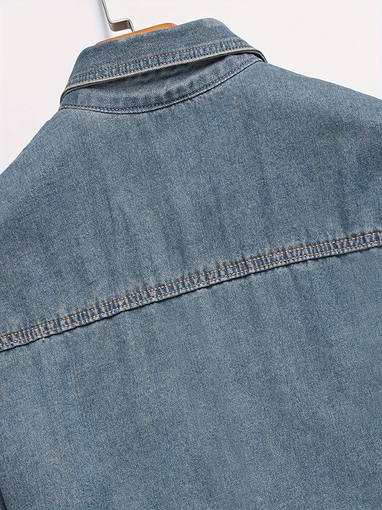 Men's Trendy Ripped Design Casual Button Up Long Sleeve Denim Shirt, Men's Clothes For Spring Summer Autumn, Tops For Men