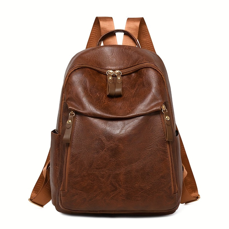 Women's Stylish Backpack with Adjustable Shoulder Straps & Golden-Tone Hardware - Zipper Closure, Multiple Compartments for, Travel, Shopping, Work - Christmas Gift (Deep Brown/Green/Black)