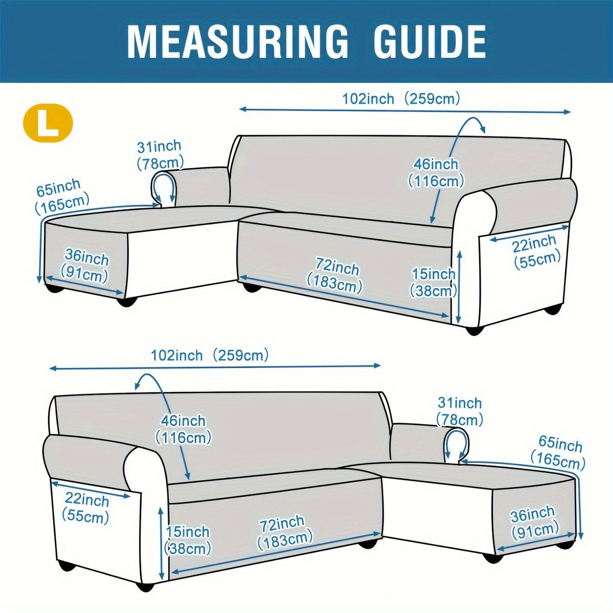 1pc Brushed Spring Polyester Two-Tone Double-Sided Chaise Lounge Cushion, Universal Sectional Sofa Cover for Left And Right Chaise.