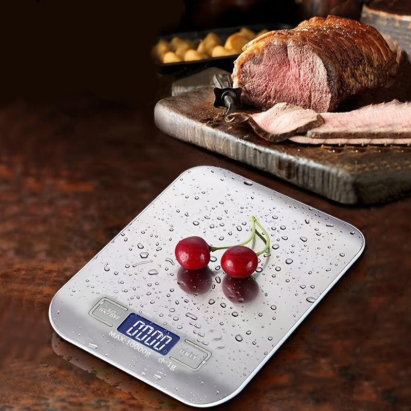 1pc Weluvfit 10kg/1g Multifunction Electric Digital Kitchen Food Scale LCD Display, High Precise Waterproff Measuring Scale With Stainless Steel Surface For Weight Loss, Baking, Cooking, Keto And Meal Prep