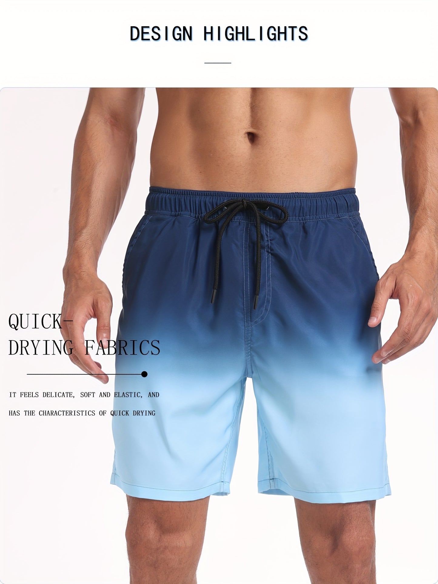 Men's Quick-Dry Beach Shorts with Tropical Palm Tree & Palm Leaf Print - Breathable Stretch Fabric for Summer, Outdoor, Hiking, Swimming - Machine Washable Casual Athletic Shorts, Outdoor Activewear, Summer Shorts