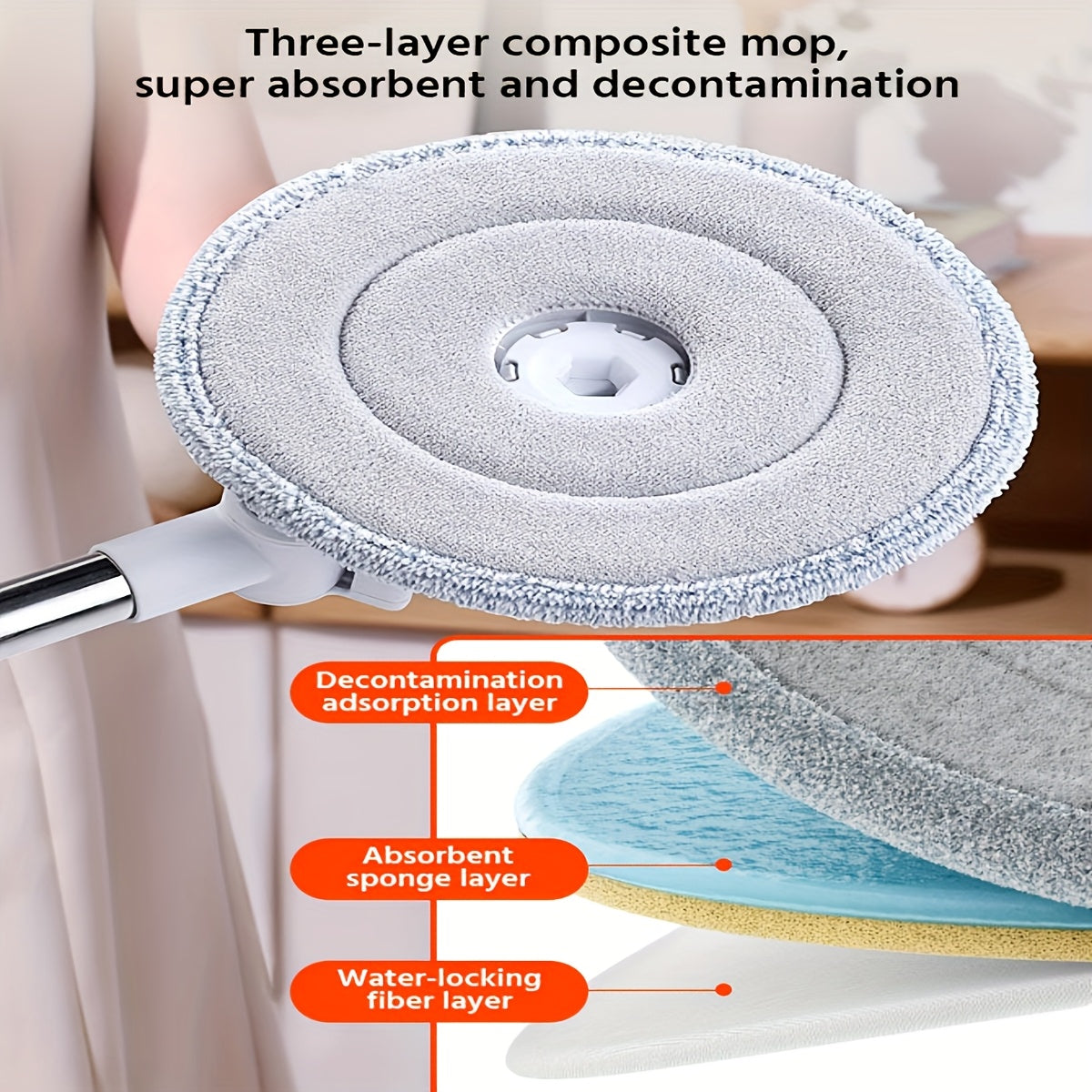 Joybos Spin Mop and Bucket System with 6 Microfiber Cloths - Hands-Free Wringing, 90° Adjustable Stainless Steel Handle, Dual Water Tanks for Clean/Dirty Separation - Efficient Floor Cleaner for Kitchen, Bathroom, Bedroom &