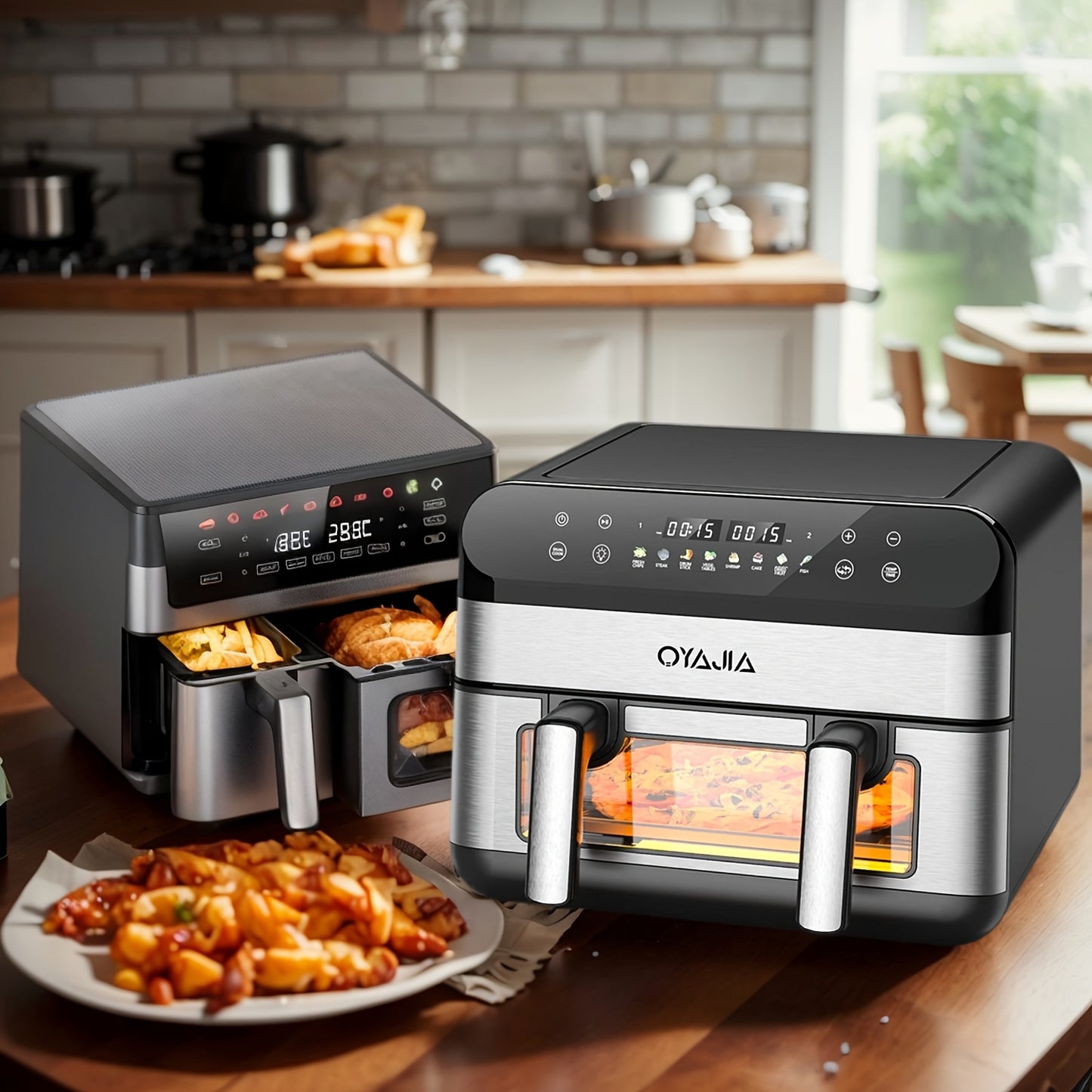 10/11L Air Fryer With Dual Flexi Baskets, Digital Touchscreen, 8 Cooking Modes, Adjustable Temperature, Viewing Window, Dishwasher-Safe, And Healthy Cooking Technology For Families And Meal Prep0/