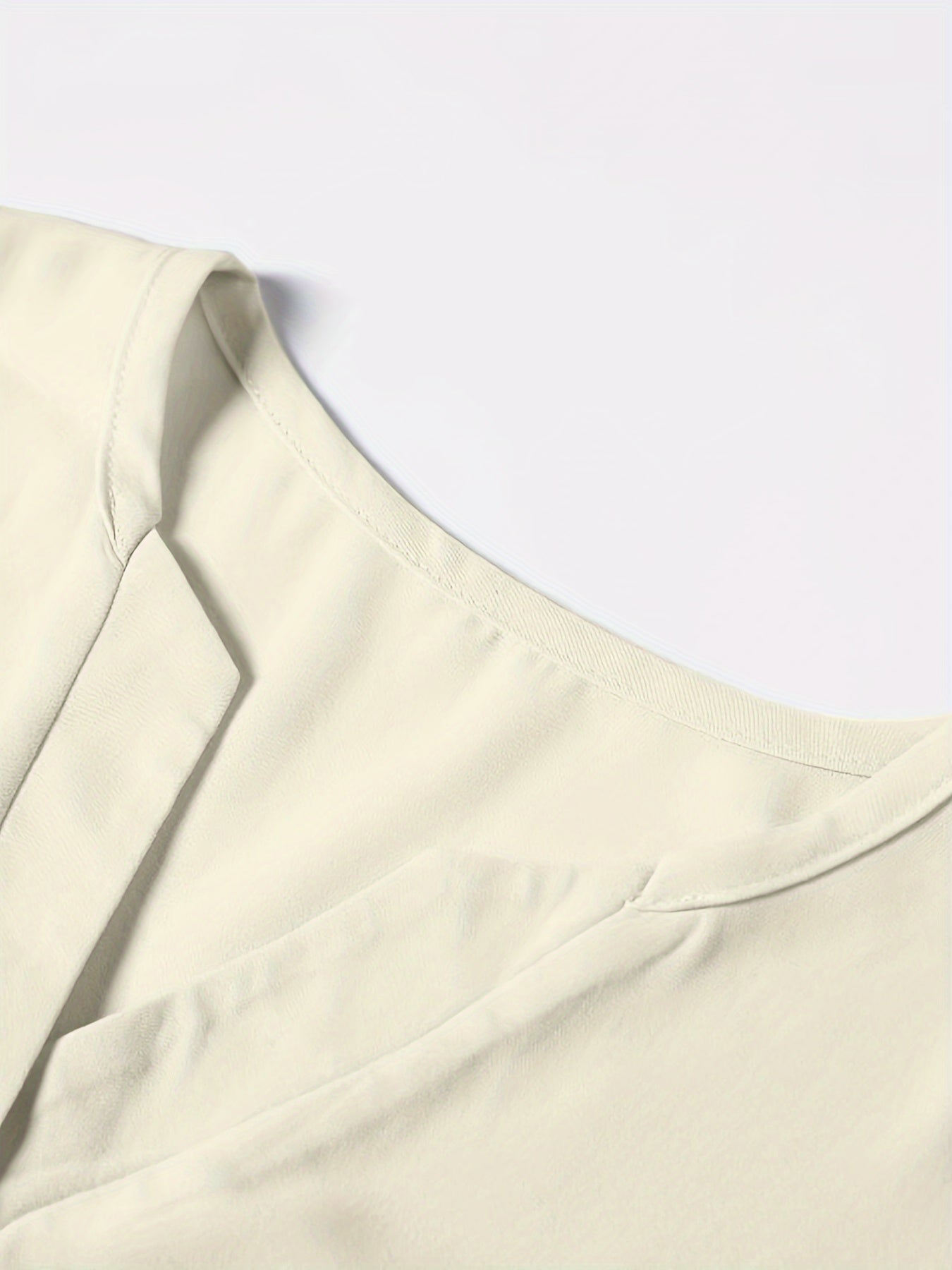 Solid Button Front Blouse, Elegant Long Sleeve Notched Neck Top, Women's Clothing
