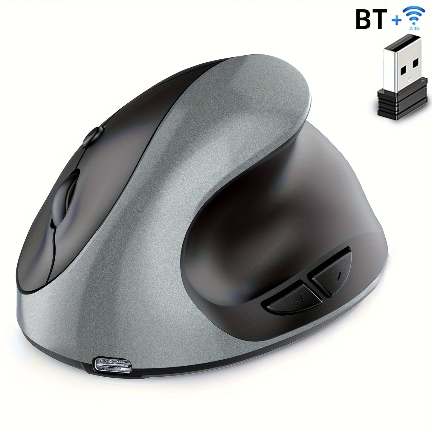 Rato Vertical Ergonómico Sem Fios Dual Mode BT & 2.4GHz