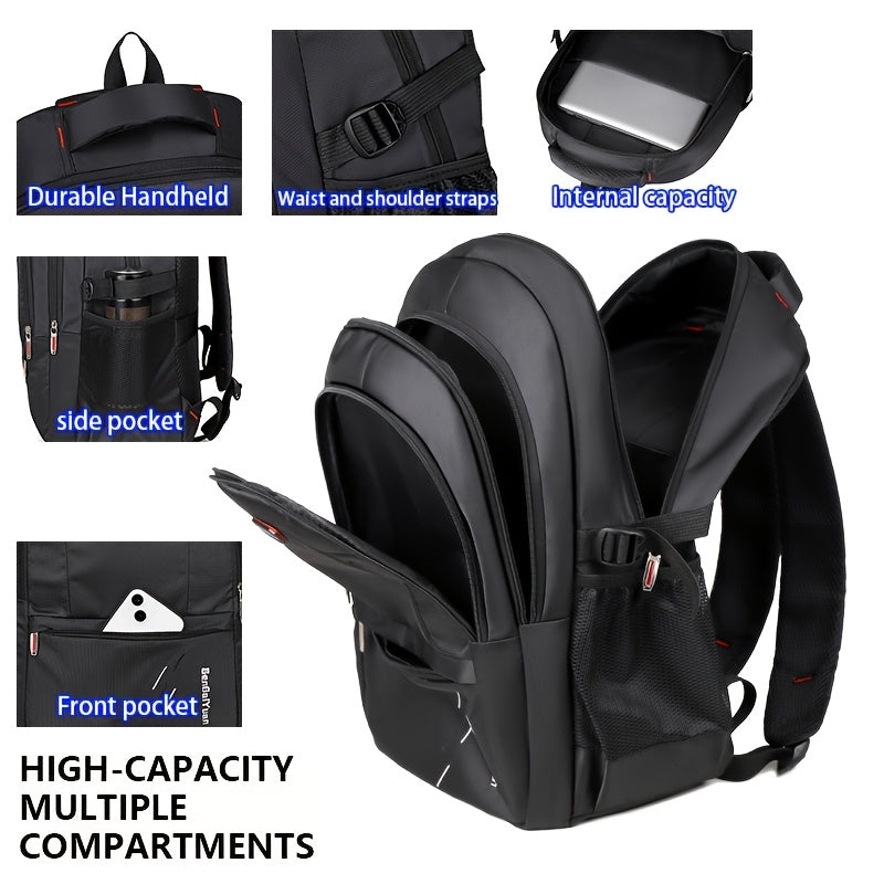 Large Capacity Travel Backpack with 43.18cm Laptop Compartment - Heavy-Duty High Quality, Adjustable Padded Straps & Zipper Closure, Durable Nylon Backpack For Men & Women, Business, Camping, Hiking, Backpack For Travel, Busi