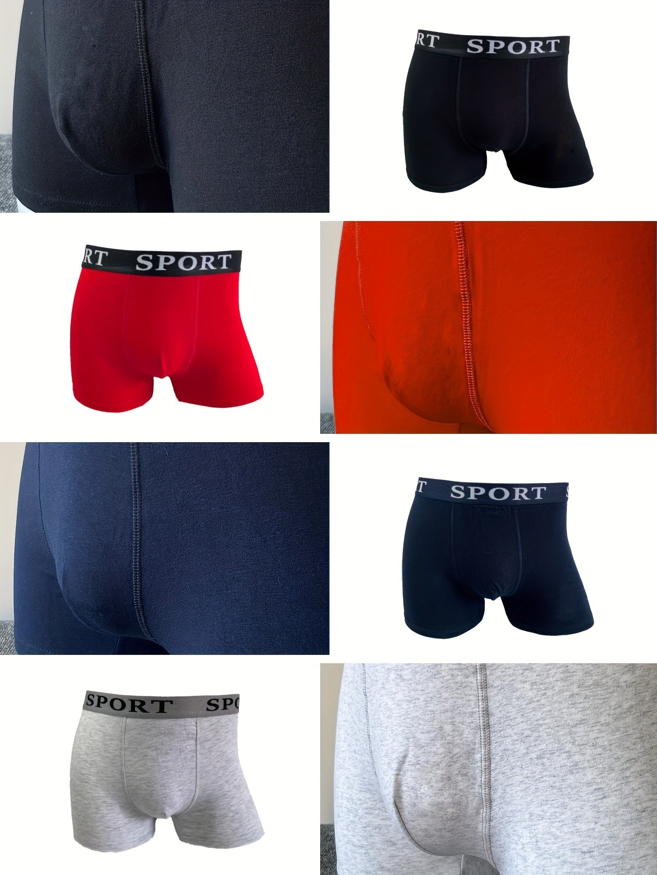 12pcs Men's Cotton Solid Color Underwear Boxers, Casual Boxer Briefs Shorts, Breathable Comfy Stretchy Underwear Boxer Briefs