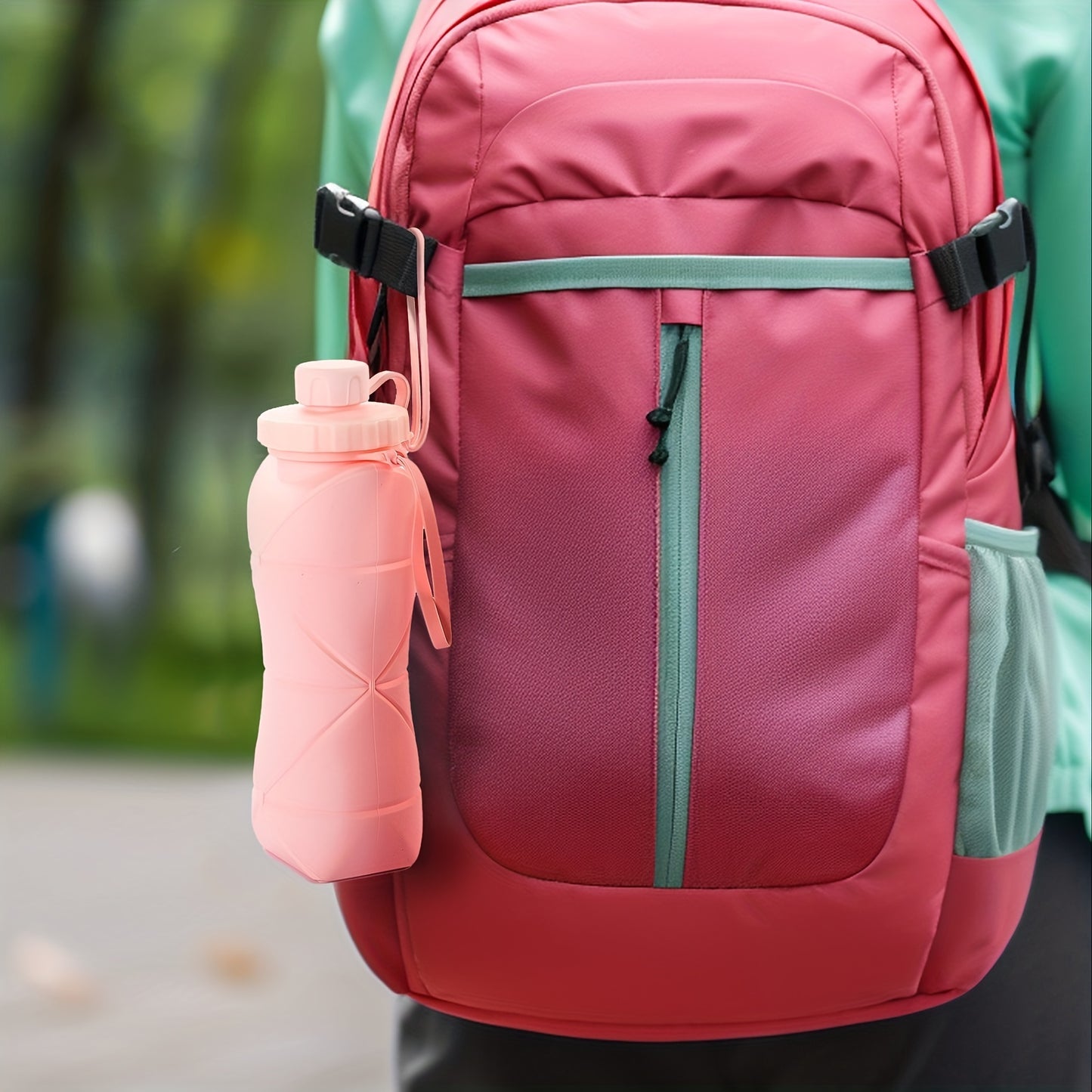 1pc, Telescopic Collapsible Sports Water Bottle, 600ml/20.3oz Heat Resistant Food Grade Silicone Water Cups, Foldable Silicone Portable Water Jugs, For Camping, Fitness, Summer Drinkware, Travel Accessories, Birthday Gifts, B