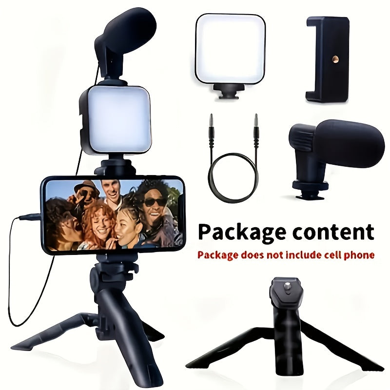 Professional Selfie Stick Light Kit with Tripod-like Stabilizer, 5-in-1 Phone Camera Stand & LED Ring Light, Portable /Smartphone Compatible for Live Streaming, Vlogging, YouTube, Interviews - Compatible with iPhone/ (No Batt