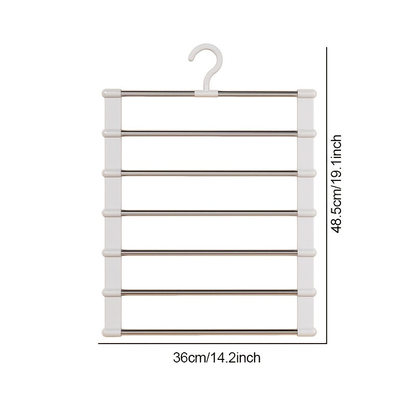 3pcs Space-Saving Foldable Stainless Steel Pants Rack - Rust-Resistant Wardrobe Organizer for Jeans, Leggings & Pants - Durable Plastic Hangers with Multiple Hooks, Ideal for Home & Retail Use, Clothes Organizer Storage