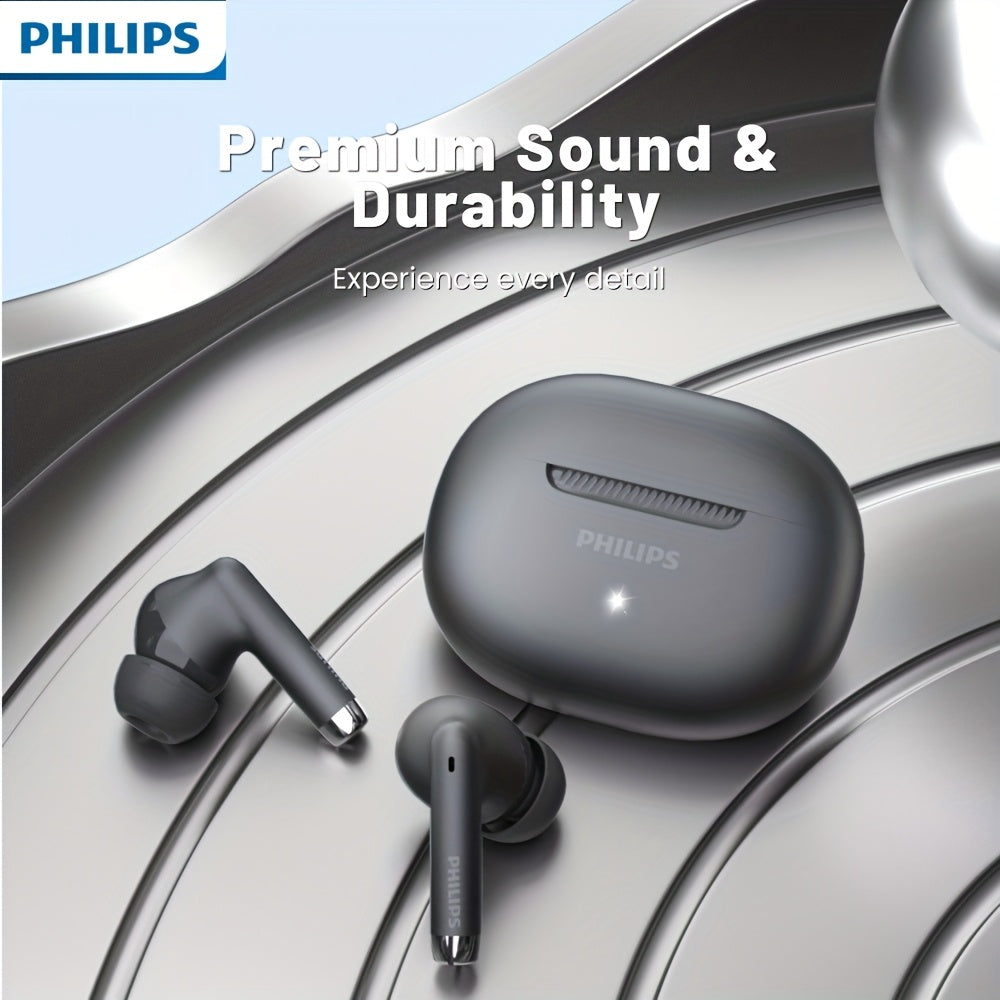 PHILIPS Wireless Black Eapphones Eurbuds Super endurance Headphones, Smooth curve border, Sophisticated and trendy, 320mAh Charging case TAT2020