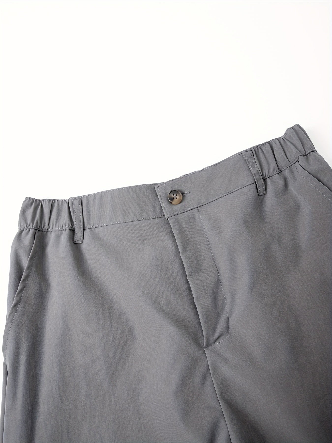 5pcs Men'S Fashion Solid Color Shorts, Woven, Simple, Straight Leg, Five-Inch, Versatile, Business Style, Street, Versatile, Beach Vacation, Travel, Outdoor, Casual, Sports, Zipper, Resin, Button, Half, Elastic, Belt, Casual