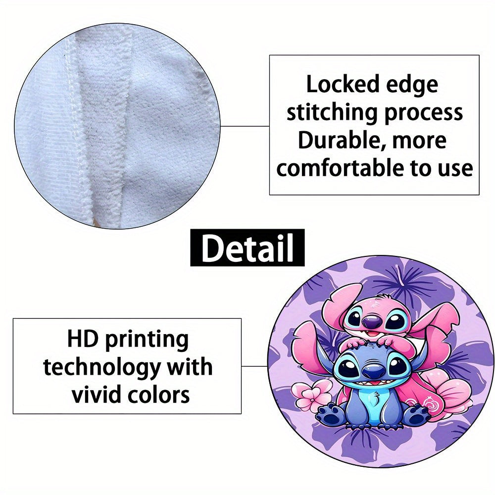 1pc Stitch Beach Towel - Soft Microfiber, Quick-Dry, Vibrant Purple & Pink Floral Design, Perfect for Yoga, Travel, Swimming, Fitness, Camping - Ideal St. Patrick'S Day Gift, Beach Accessories | Playful Design | Quick Dry Tow