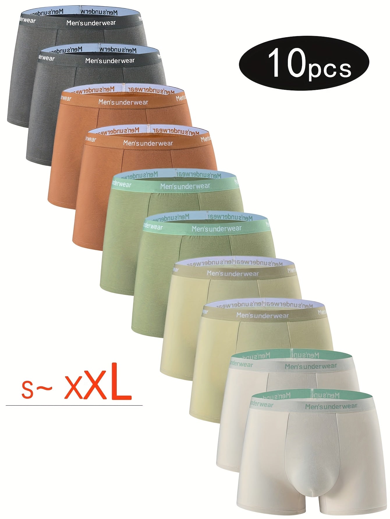 10pcs Men's Cotton Underwear, Casual Boxer Briefs, Breathable Comfort Stretch Sports Short Pants, Underwear for Men Boxers, Boxer Shorts for Men Personalised Gifts, Leisure Underwear, Casual Wear, Snug Fit, Stretchable Fabric