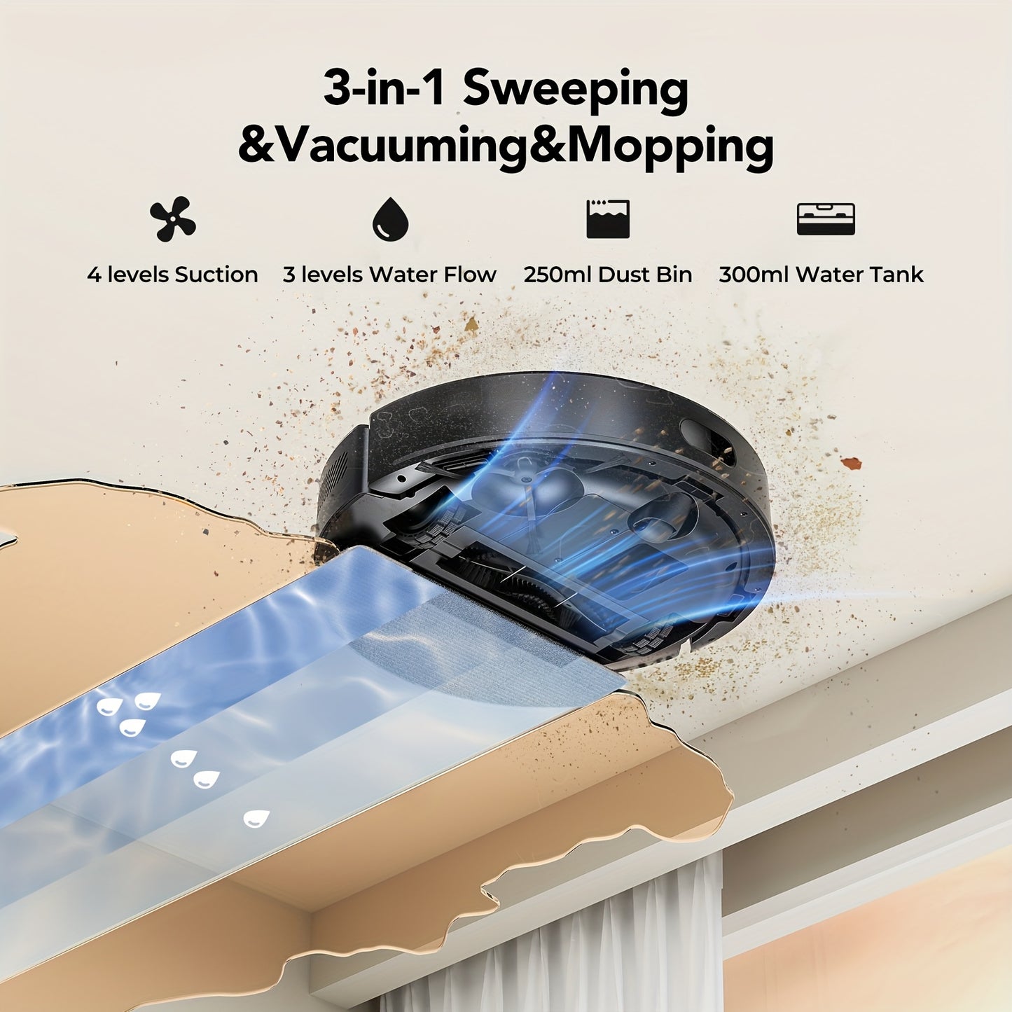 Lubluelu L15 MAX Robot Vacuum and Mop, 3-in-1 Sweeping & Vacuuming & Mopping, 3.0L Dust Bag, 70-Day Self-Emptying, 360° PSD Obstacle Avoidance, Diversified Cleaning, Mapping, Pet Hair Cleaning, Home Cleaning | Modern Robot D
