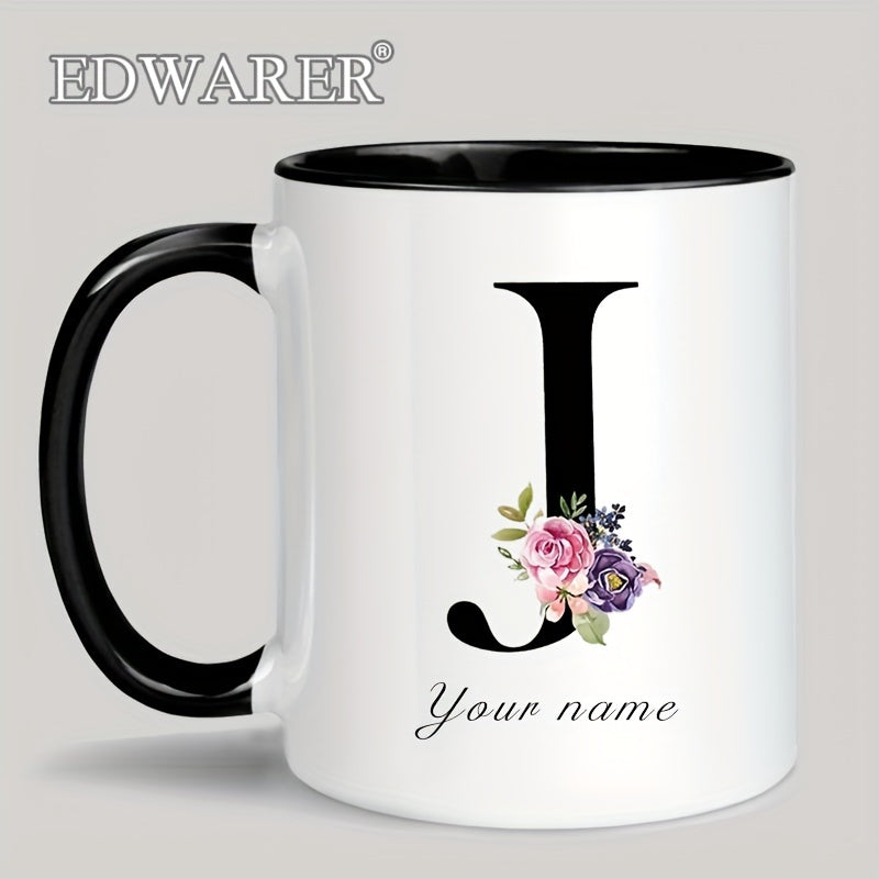 1pc A-Z Letter Custom Personalized Coffee Mug, Water Cup, Photo Text Ceramic Mug 11oz, Graduation Appreciation Thank You Holiday Birthday Gifts, Valentine's Day, Christmas, Birthday, Anniversary Mug Gift, Drinkware For Restau