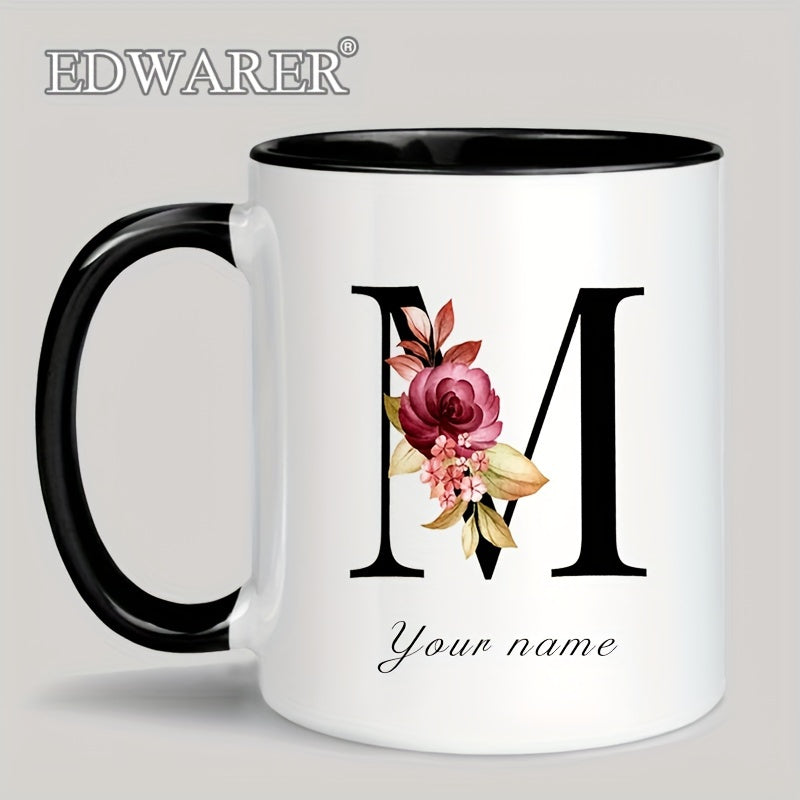 1pc A-Z Letter Custom Personalized Coffee Mug, Water Cup, Photo Text Ceramic Mug 11oz, Graduation Appreciation Thank You Holiday Birthday Gifts, Valentine's Day, Christmas, Birthday, Anniversary Mug Gift, Drinkware For Restau