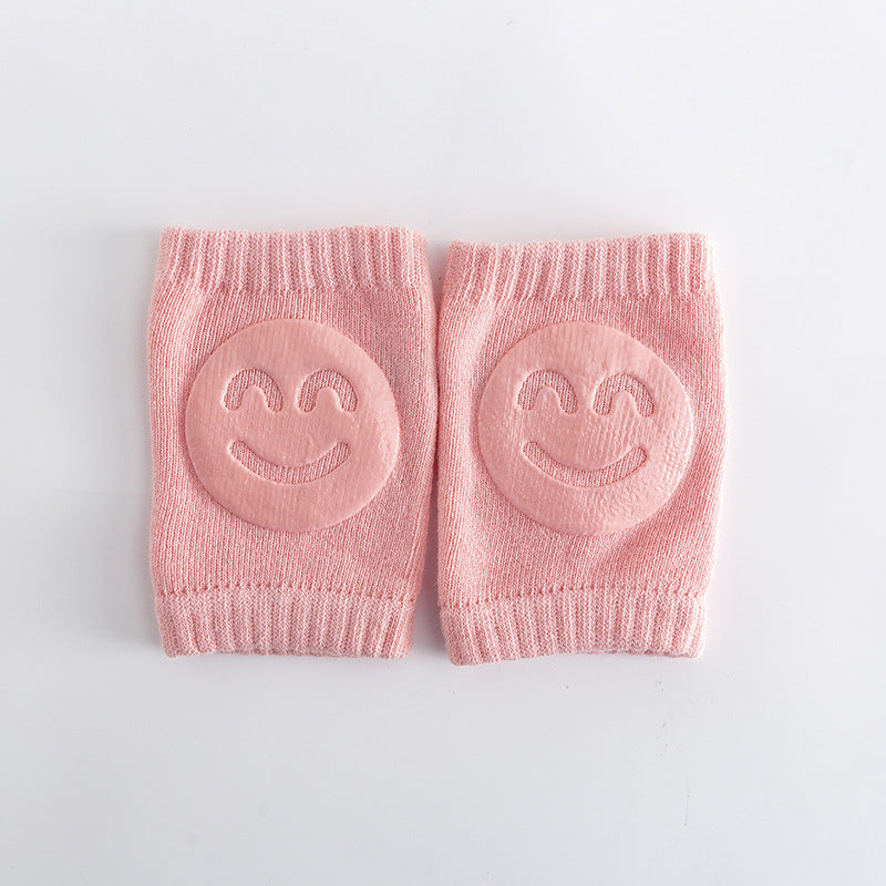 A Pair Four Seasons Fur Ring Baby Leg Protector, Elbow Toddler Crawling Baby Smiley Face Knee Brace Non-slip Socks, Adjustable Elastic Neutral, For Crawling 0-36 Months Of The Baby Girls Boys