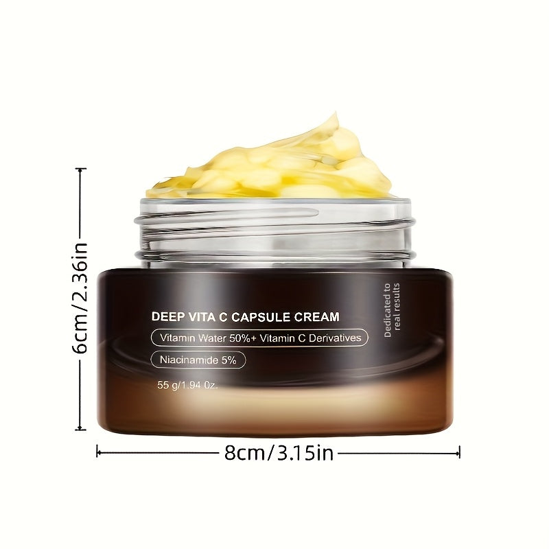Vitamin C Capsule Cream, Facial Moisturizer | Lightweight Hydrating Cream with PDRN & Retinol for Uneven Light Beige and Radiance | Korean Skincare 1.94oz