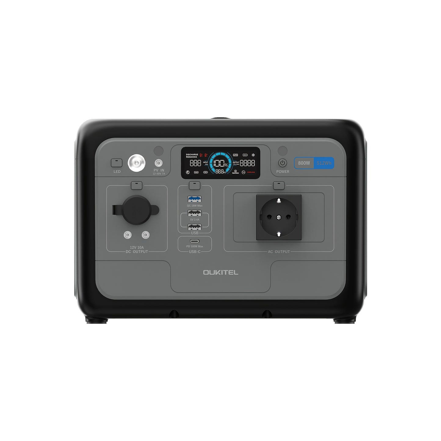 OUKITEL P800 Portable Power Station, 512Wh Solar Generator (w/Lithium Lron Phosphate), 800W(Surge 1600W) AC Output/Sine Wave 230V, 0.9 Hour Fast Charge, PD100W For Camping/RV Emergency Power Supply, For RV, Car, Outdoor, Camp
