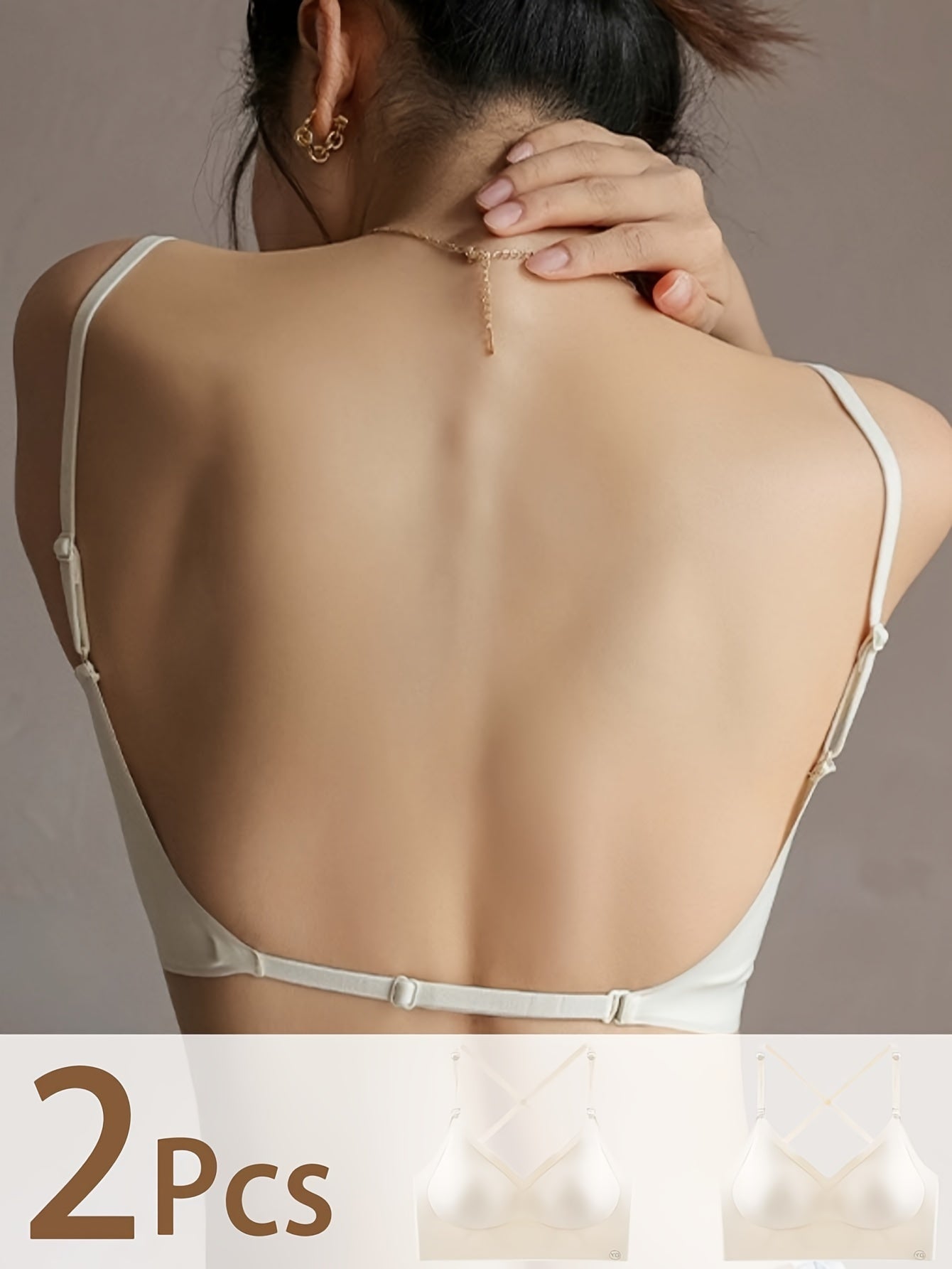 2pcs Seamless U-Backless Sports Bra Set, Breathable Comfortable Crop Top With Adjustable Straps For Yoga And Fitness