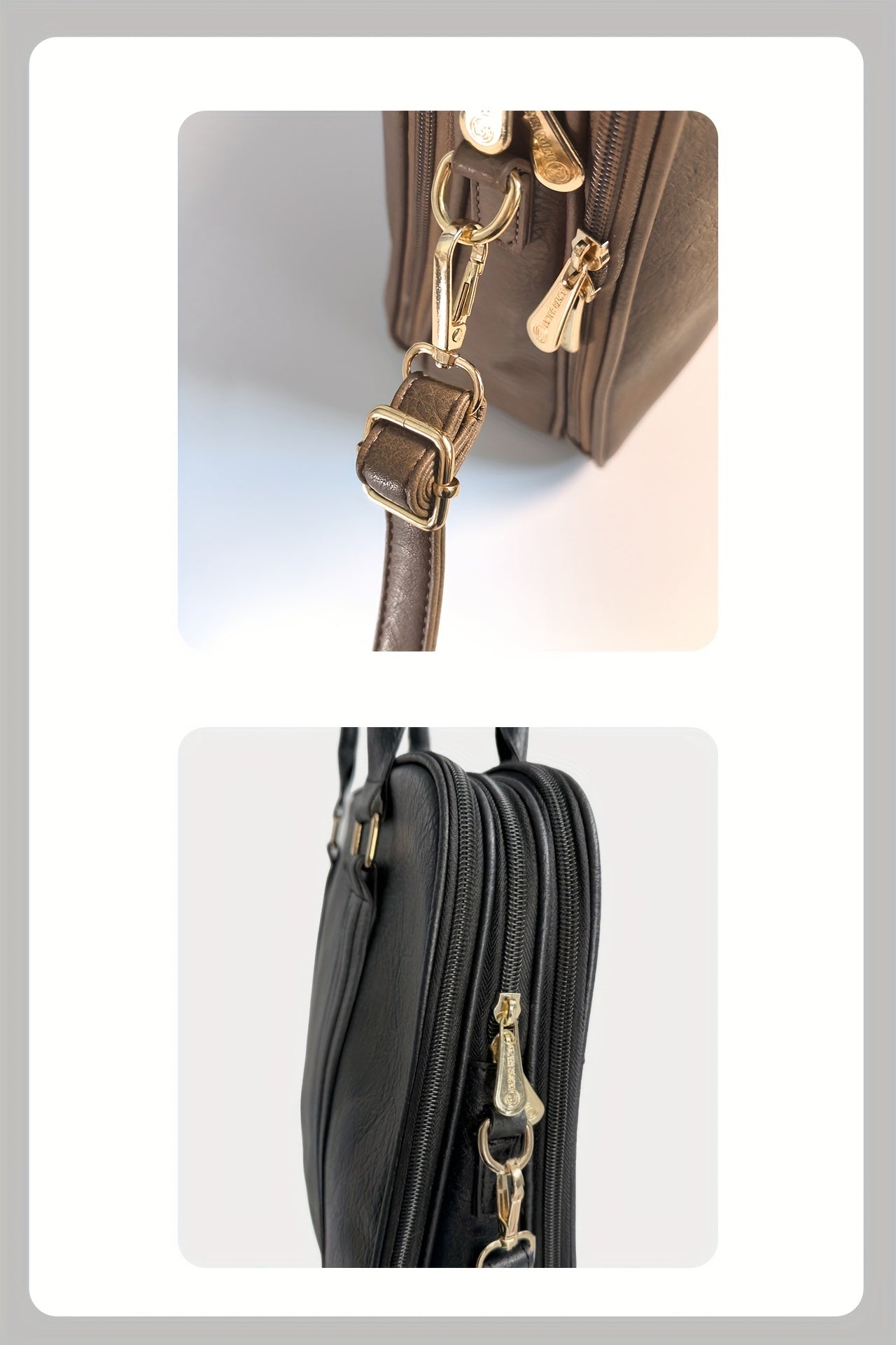 Vintage-Style Large Capacity Laptop Bag for Men & Women - Adjustable Crossbody Shoulder Bag with Detachable Strap, 3 Compartments, Tablet Pocket, Lightweight Durable Design for Office, Commuting & Travel, Laptop Carrying Case