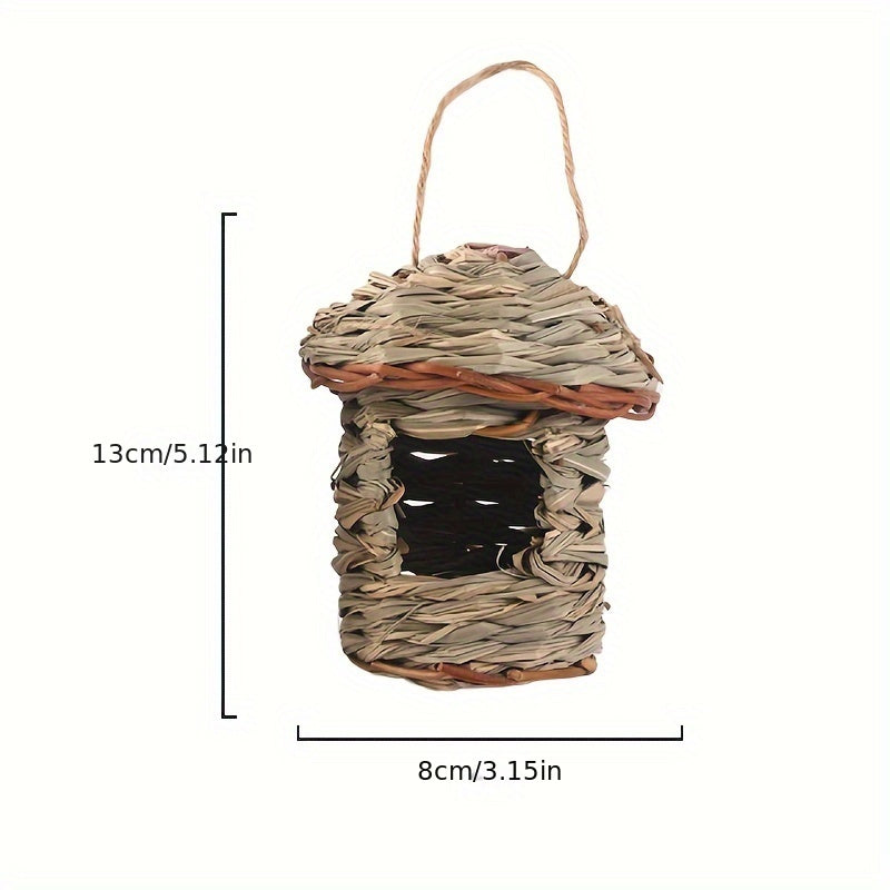 1pc Natural Grass Woven Bird House, Hanging Garden Decoration Pet Straw Bird Nest Bird House