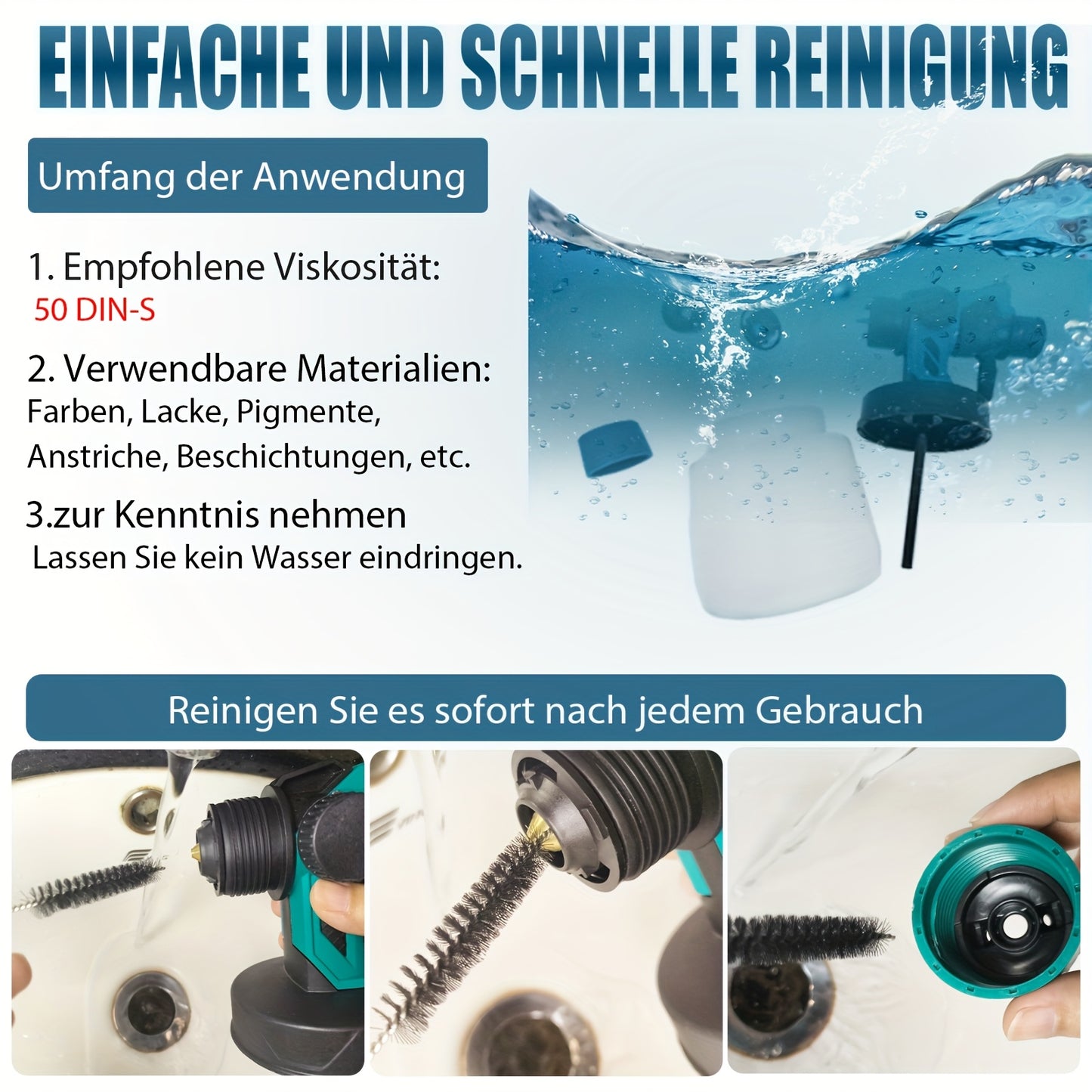 Fence Paint Sprayer with 2x 3000mAh Lithium Ion Batteries, HVLP Cordlss Paint Sprayer Compatible with Makita 18V Battery, 1000ml Tank 4 Nozzles And 2 Cleaning Tools, 3 Patterns Battery Spray Gun Paint Sprayer for Walls And Ce