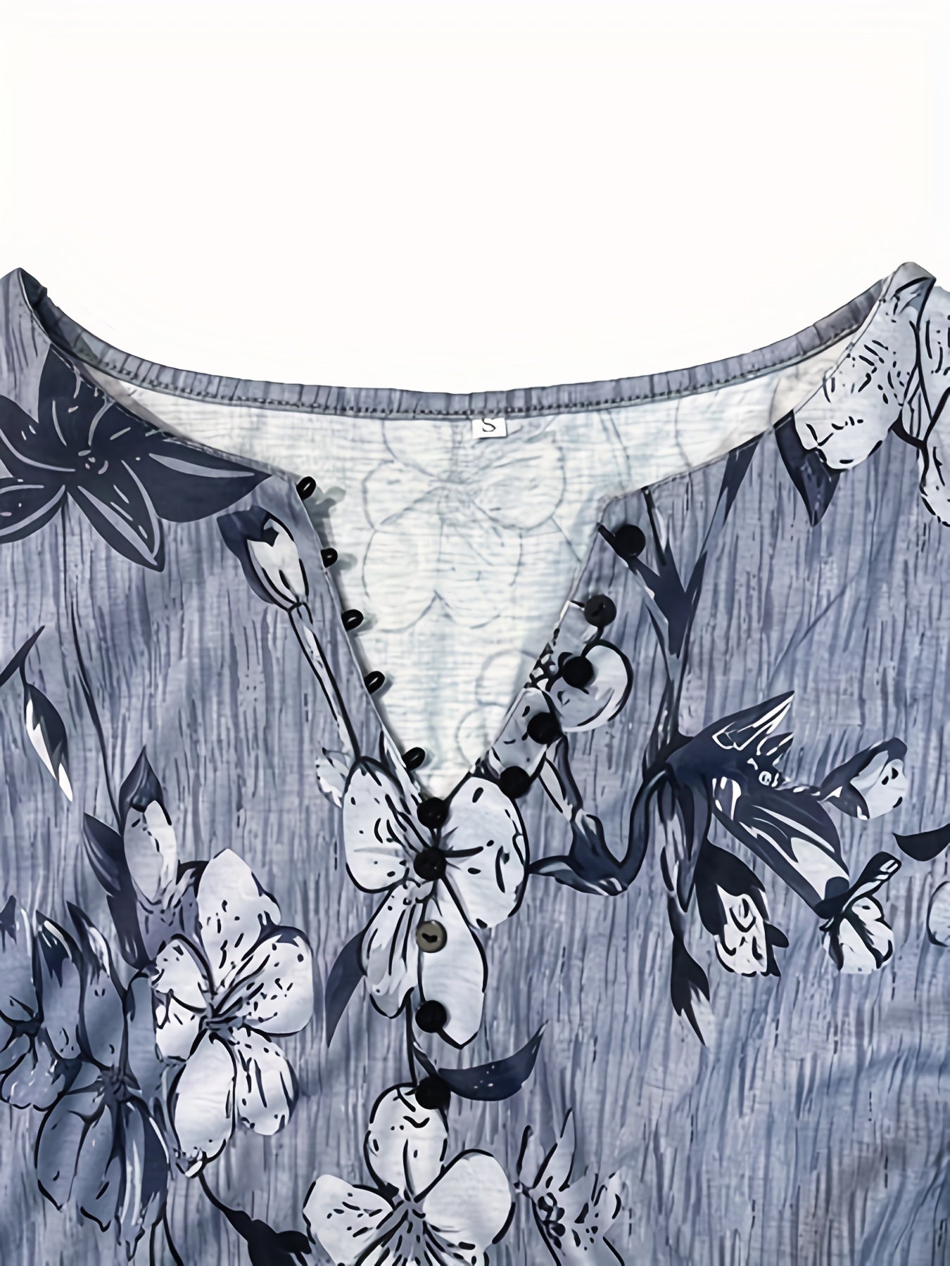 Floral Print Button Front T-shirt, Casual Short Sleeve Summer T-shirt, Women's Clothing