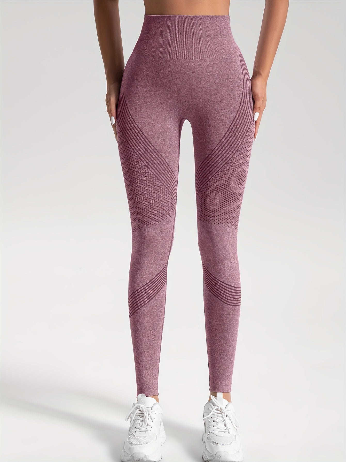 Seamless Knit Tight High Stretch Long Pants, Sports Yoga Fitness Running Trousers, Women's Leggings