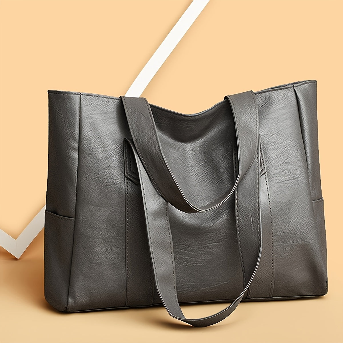 1pc Elegant Women's Shoulder Tote Bag - Large Capacity Durable PU with Zipper Closure, Double Handles & Polyester Lining, Deep Brown/Black - Perfect for Work,, Travel - Ideal Gift for Students & Professionals, Work Handbag, S
