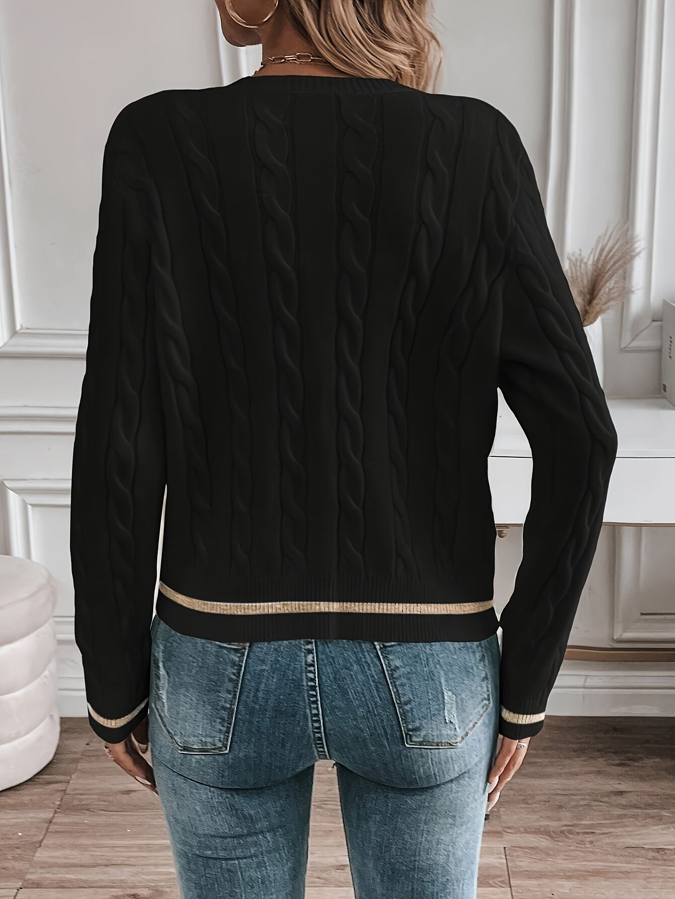 Women's Elegant Solid Color Long Sleeve Cardigan - Open Front Button Placket, Machine Washable Non-Stretch Sweater for Spring Summer Fall, Casual to Semi-Formal Wear, Ladies Sweaters, Seasonal Layering Piece, Buttoned Knitwea