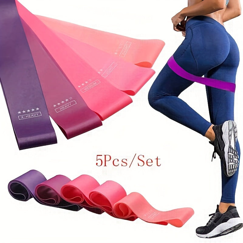 5pcs/set Portable Resistance Band Set, Elastic Bands For Yoga Gym Pilates Weight Training & Sports