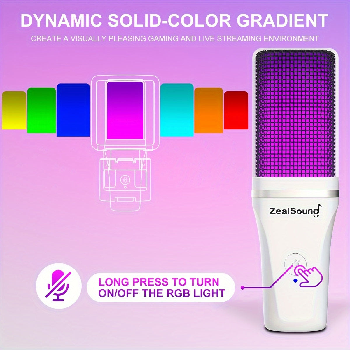 ZealSound Professional USB Gaming Microphone Kit, Podcast Condenser Mic with Boom Arm and RGB Light, Plug&Play Microphones for Streaming, PC, Computer Eid Al-Adha Mubarak