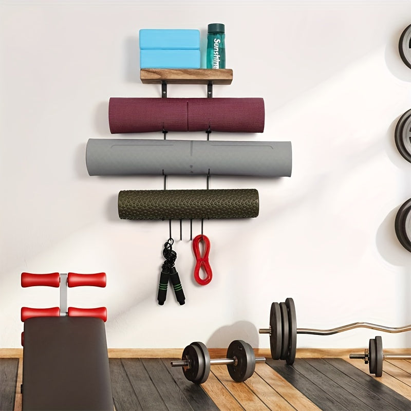 Suporte de Parede para Tapete de Yoga e Acessórios