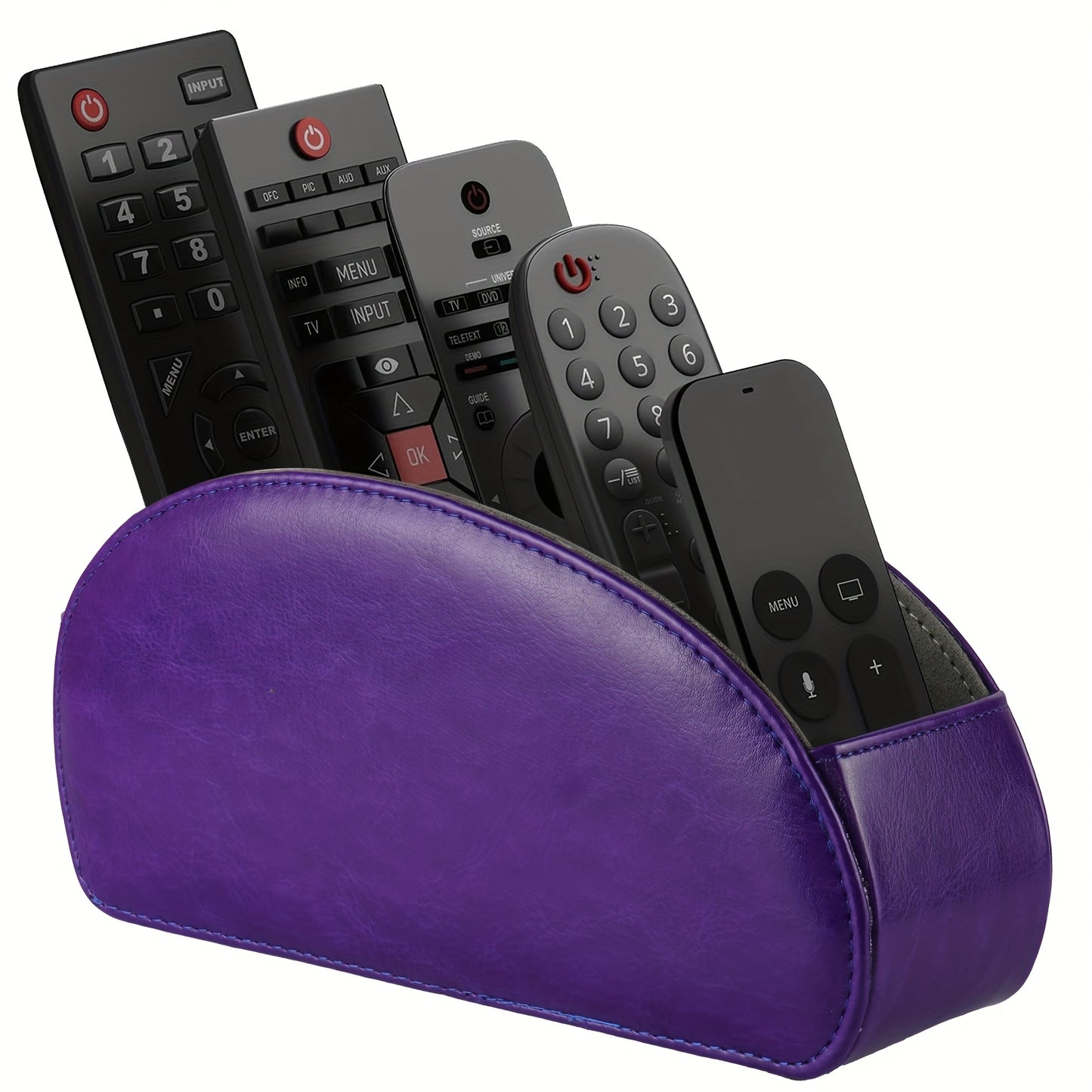 Remote Control Holder with 5 Compartments - Black Faux Leather Remote Caddy for TV, DVD, Blu-Ray, Media Player, And Heater Control, Independent Storage, Desk & Drawer Organizer for Home Storag, Desk & Drawer Organizer for Hom