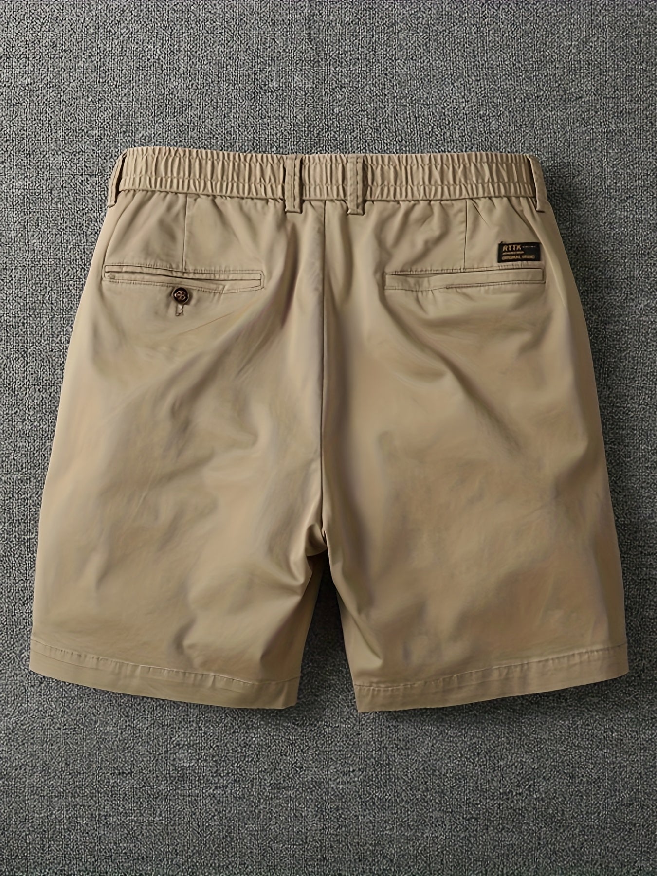 Men's Summer Micro-Elastic Casual Shorts - Four-Tenths Length, Olive Green, Mid-Rise Waist, Elastic Waistband, Side Pockets, Lightweight & Breathable for Casual Attire
