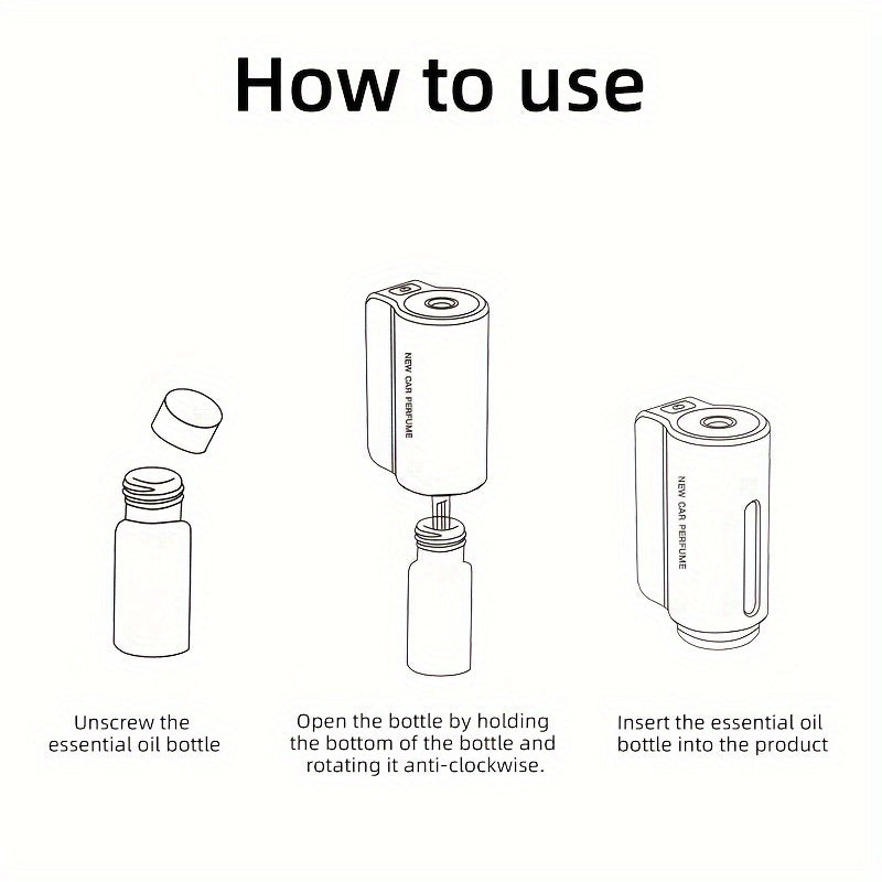 Intelligent Car Air Vent Aromatherapy Diffuser - Cylindrical Shape, Battery Powered with Rechargeable Lithium Battery, 3 Operating Modes, Spray Format for Fresh Fragrance