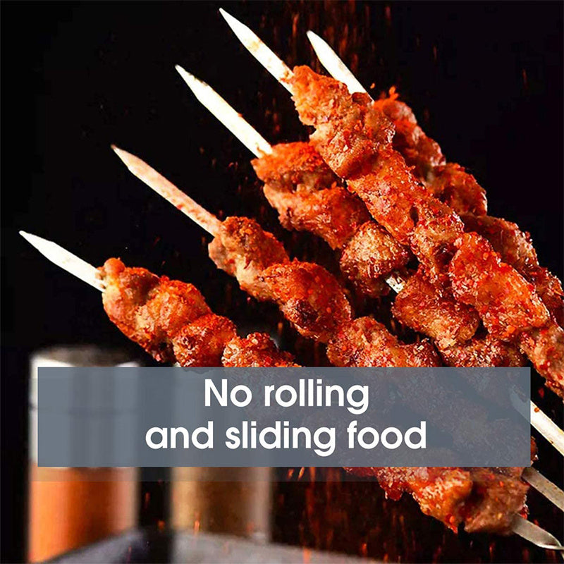 15pcs Stainless Steel Skewers & 1 Tube Storage For Barbecue, Reusable Grill Skewers, Shish Kebab BBQ Camping Flat Forks Gadgets, Outdoor Camping Picnic, Cookware Barbecue Tool Accessories