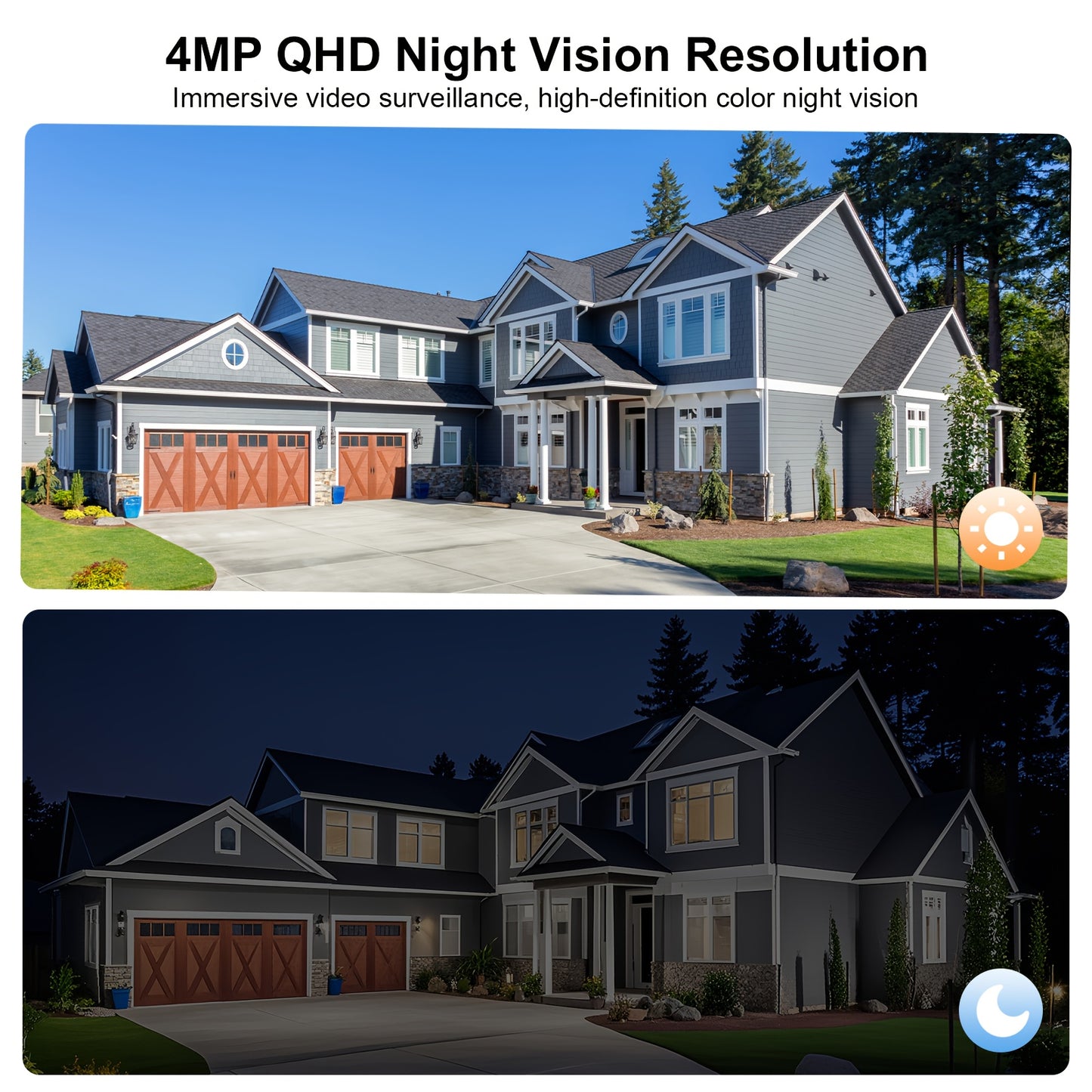 Solar Security Cameras Wireless Outdoor, 4 Cam-Kit, 4MP Solar Security Camera Wireless System, Color Night Vision, Motion Detection, No Monthly Fee, 64GB Memory Card, Outdoor Surveillance, Property Protection, Wireless Setup,