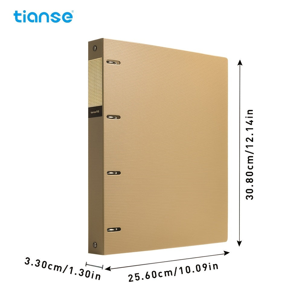 1pc TIANSE 4 Hole File Folder, A4 Size, 200 Sheets Capacity, Binder Folder Perfect For Classified Management Of Office Home School Student Documents Test Papers