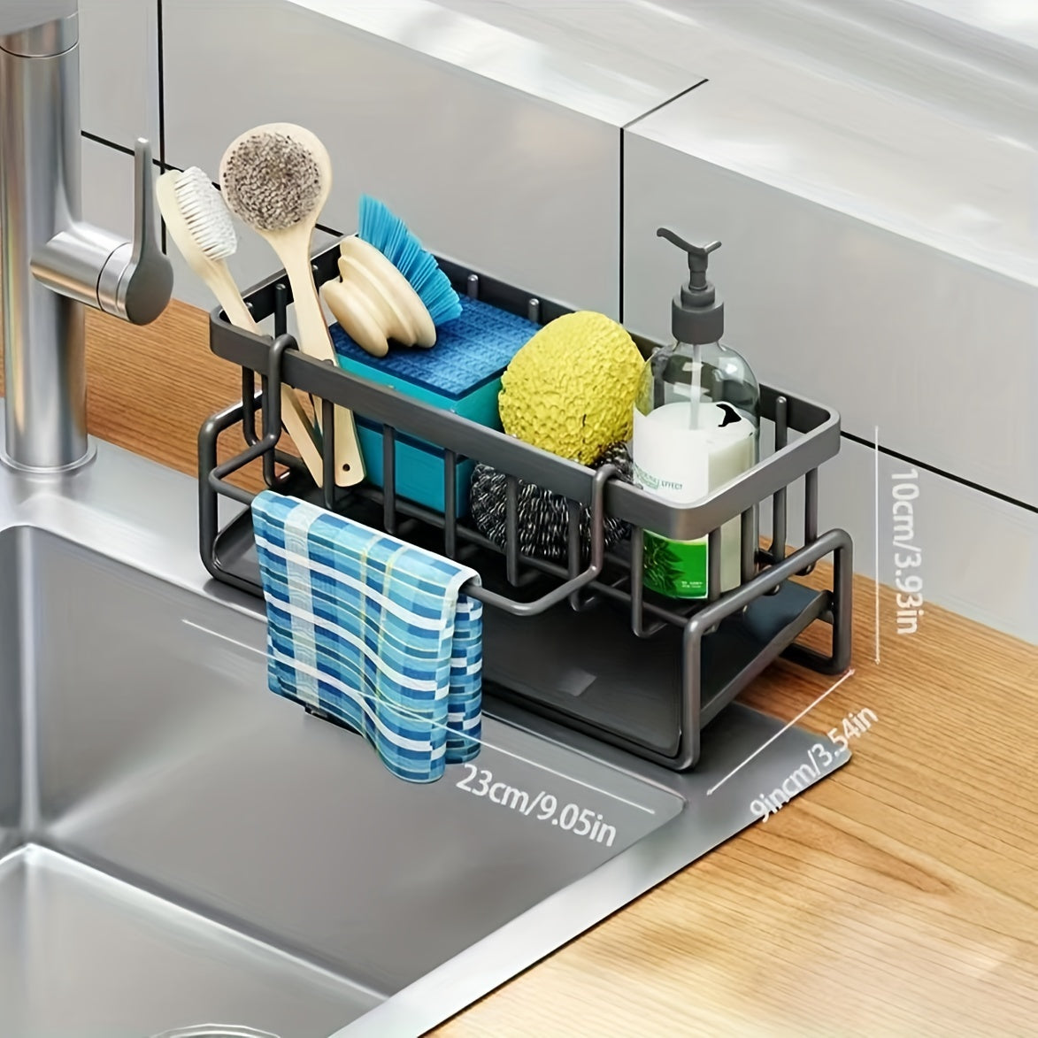 1pc Kitchen Sponge Drain Basket For Sink, Toilet Storage Rack, Kitchen Faucet Sponge Holder, Detachable Hanging Faucet Drain Rack For Sponge, Brush, Towel, Hand Sanitizer, Automatically Draining, Bathroom And Kitchen Supplies