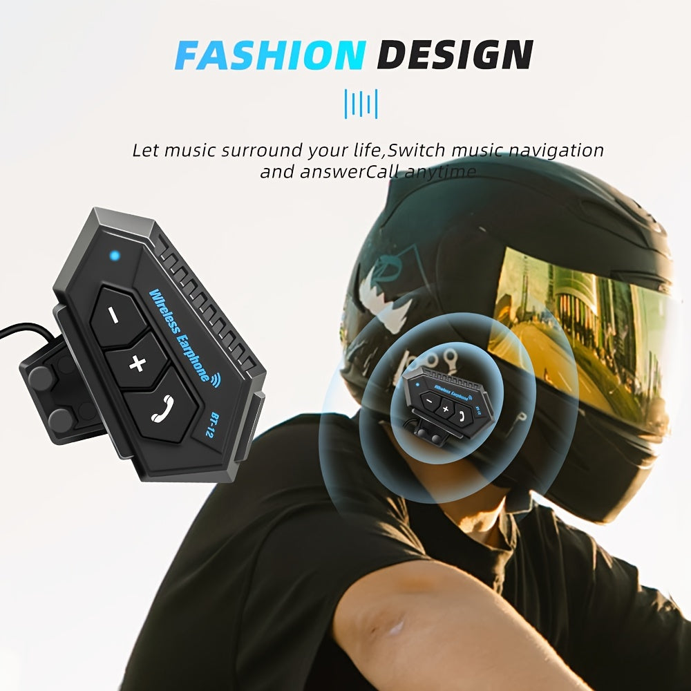 Wireless 12, Wireless Motorcycle Helmet Earphone Headset Hands-free Call Kit Stereo Music Player Speaker