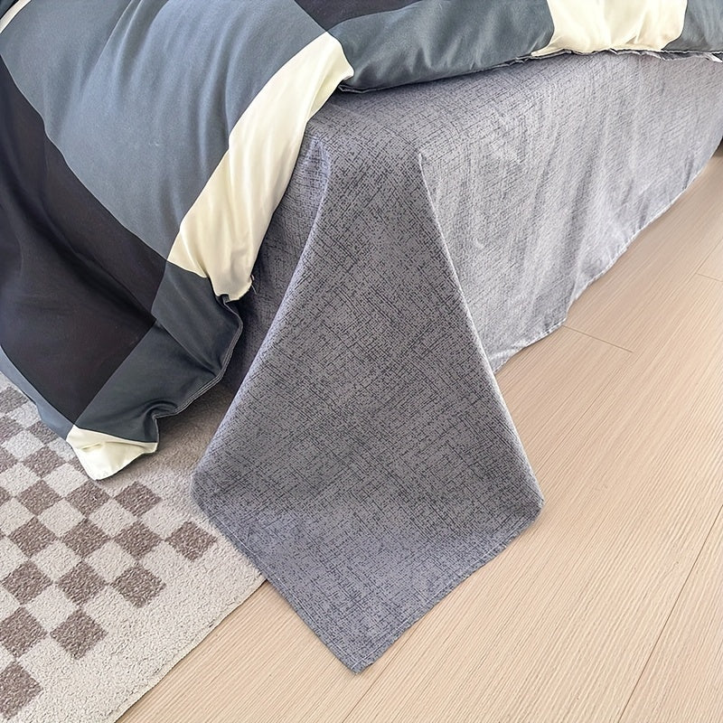 Soft and breathable 4pcs bedding set - Creative space plaid pattern, machine washable - includes sheet, duet and 2 pillowcases for all seasons - ideal for student dormitories, bedrooms and guest rooms