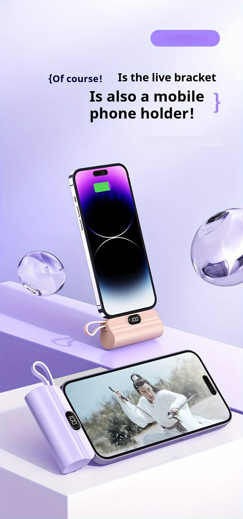 BYGP 5000mAh Mini Portable Charger, USB Type-C, Universal Emergency Power Bank for iPhone 14/13/12 Pro Max, iPad Pro, Samsung Android, Compact Travel Phone Charging Backup Battery Pack, Rechargeable ≤36V